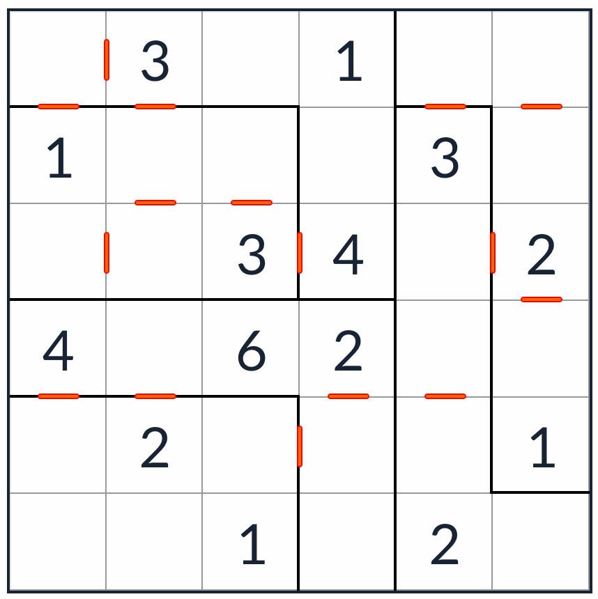 Anti-King Irregular Consecutive Sudoku 6x6