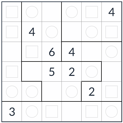 Irregular  Even-Odd Sudoku 6x6
