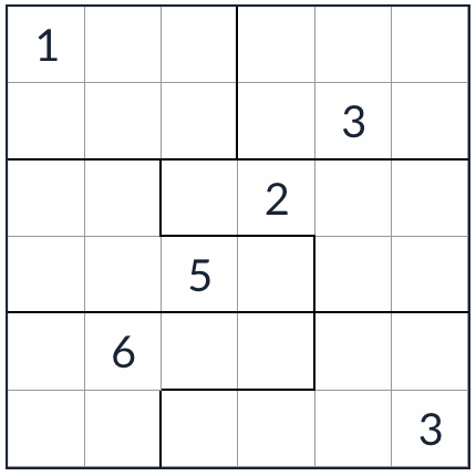 Anti-King Jigsaw Sudoku 6x6