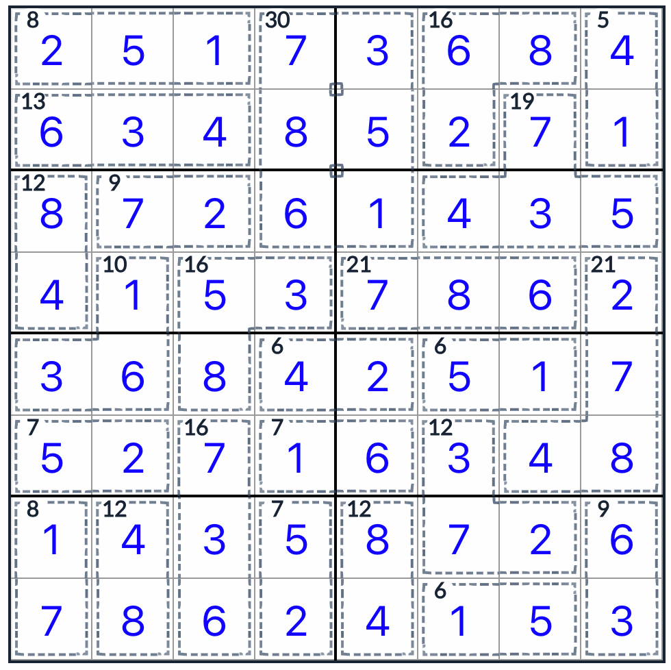 Anti-King-Knight Killer Sudoku 8x8 solution