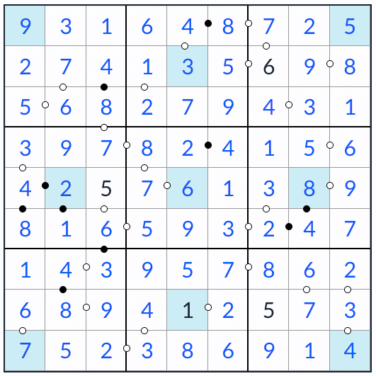 Girandola Kropki Sudoku solution