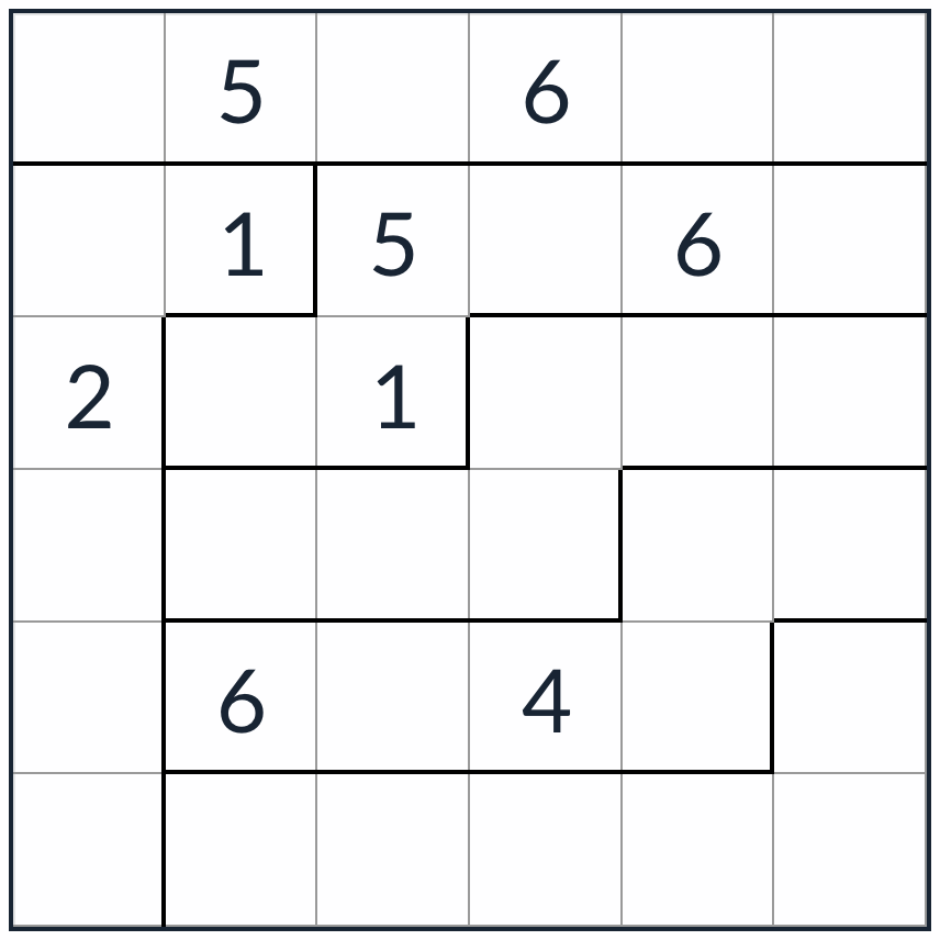 Irregular Non-Consecutive Sudoku 6x6