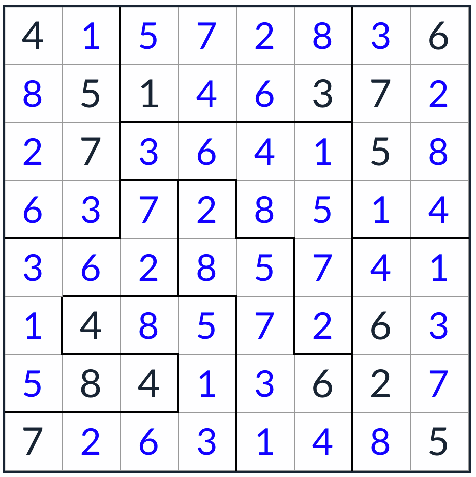 *Irregular Non-Consecutive Sudoku 8x8 solution