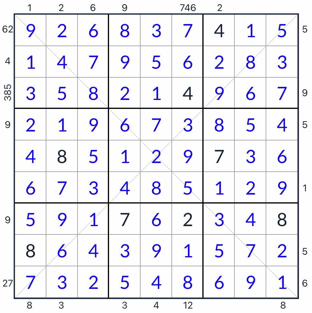Anti-king Diagonal Outside Sudoku solution