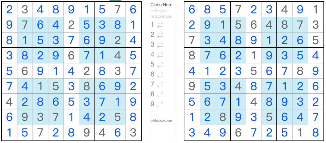 Twin Corresponding Anti-knight Hyper Sudoku solution